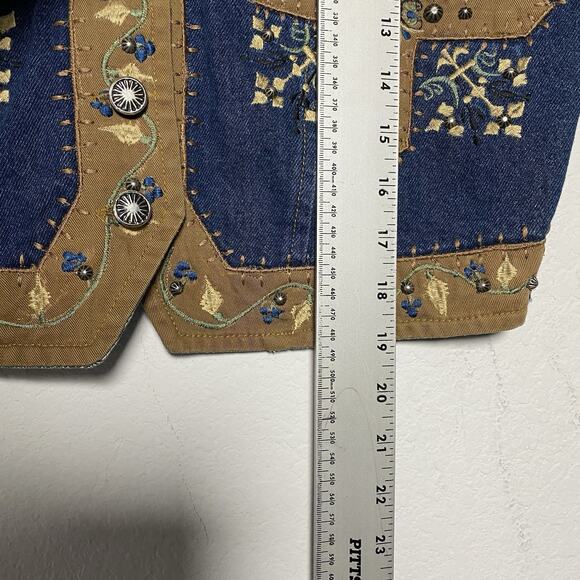 VTG Dont Mess With Texas Vest Women Medium Western Festive Cowboy Studded Cross - Picture 4 of 8